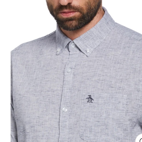 NEW PENGUIN LINEN BLEND SHIRT Size:M - Picture 3 of 10
